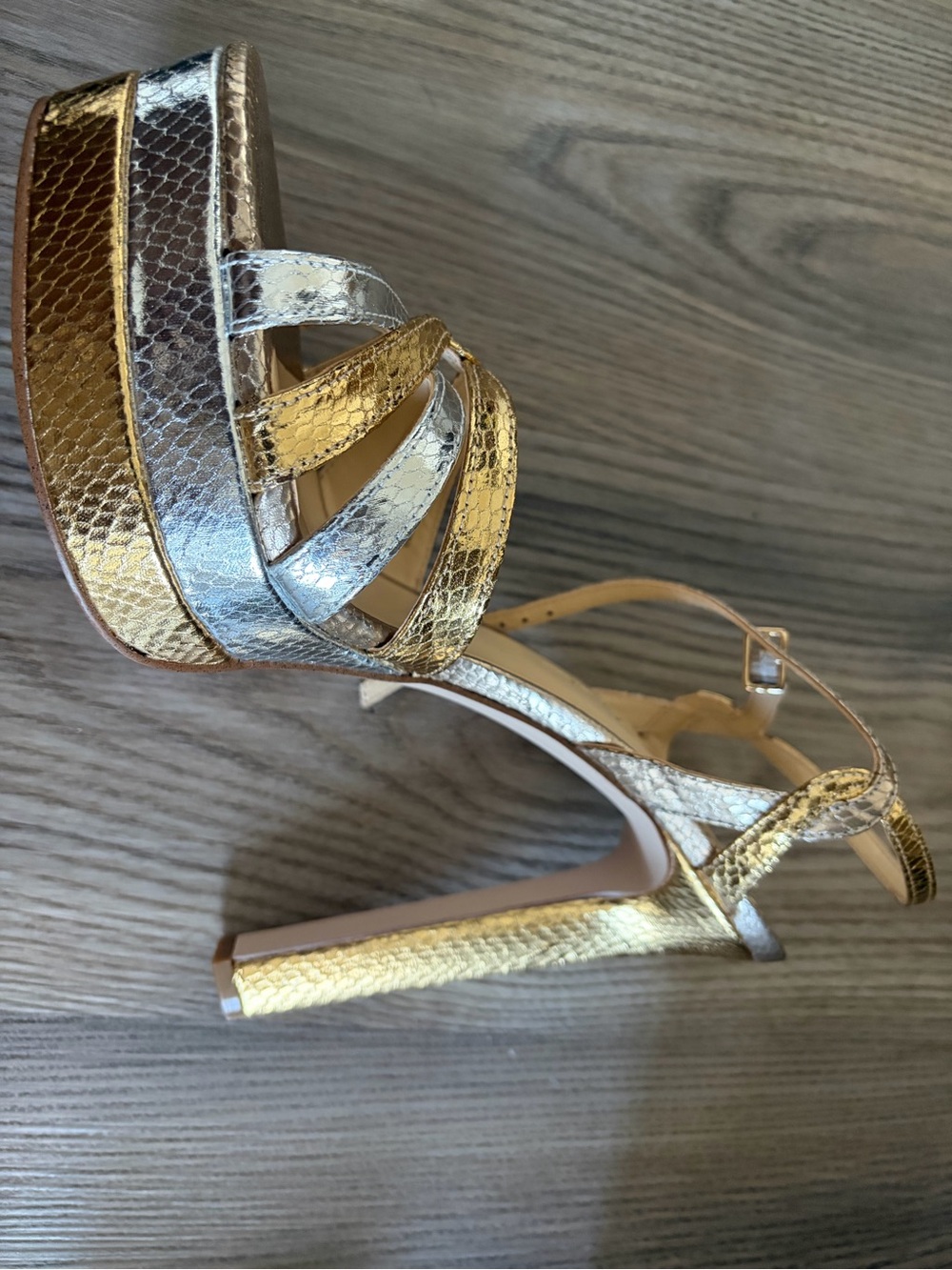 Jessica Simpson Gold & Silver Strappy Heels